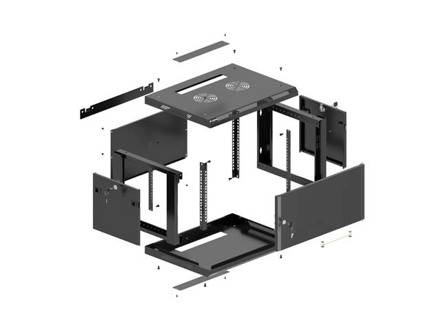 Szafa wisząca rack 19'' 4U 600x450mm szara (drzwi przednie metalowe) Langberg - obrazek 5