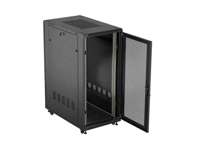 Szafa stojąca rack 19" 27U 600x1000mm czarna (drzwi przednie perforowane) Lanberg - obrazek 4