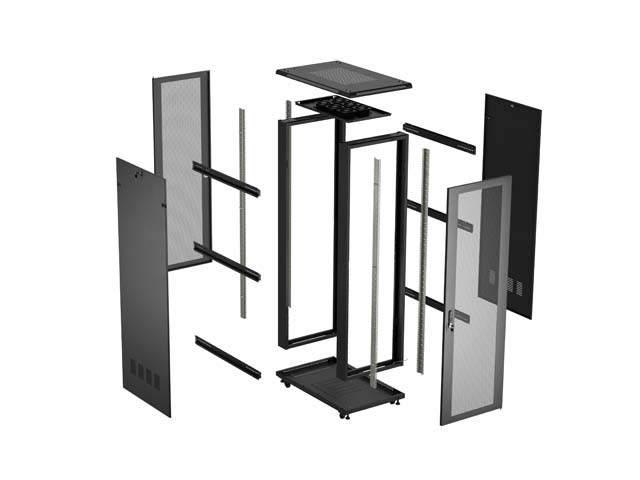 Szafa stojąca rack 19" 27U 600x1000mm czarna (drzwi przednie perforowane) Lanberg - obrazek 2