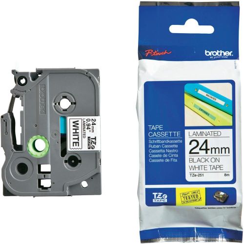 Taśma do drukarki etykiet Brother TZe251 24 mm Czarne na Białym - obrazek 2