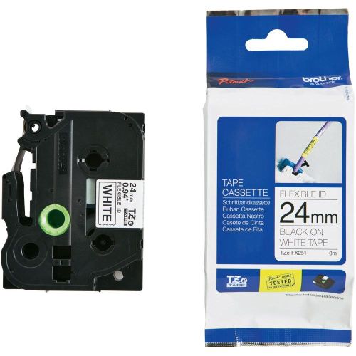 Taśma do drukarki etykiet Brother TZEFX251 24mm Czarny na Białym Flexible - obrazek 4