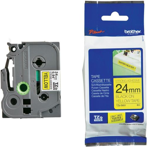 Taśma do drukarki etykiet Brother TZES651 24mm Czarny na Żółtym - obrazek 4