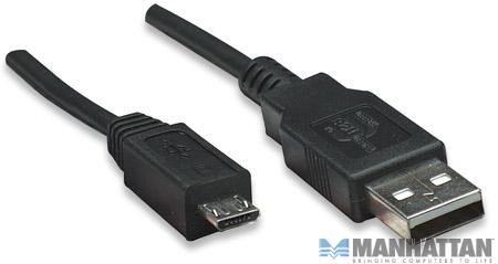 Kabel USB 2.0 męski A na microUSB męski 0.5 m Manhattan - obrazek 2