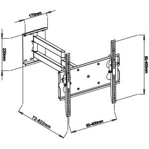 Uchwyt do mocowania LCD 32" - 50" - 45 Kg Scienny uchylny; dwuramienny ART - obrazek 5