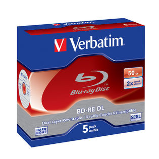 BD-RE BluRay x2 50GB Verbatim Jewel Case *5