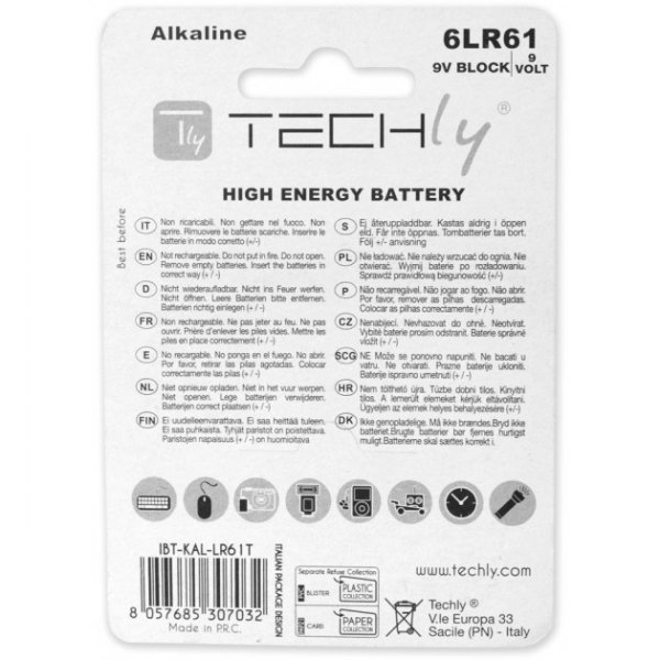 Bateria LR61 9V 1 szt. Techly - obrazek 2