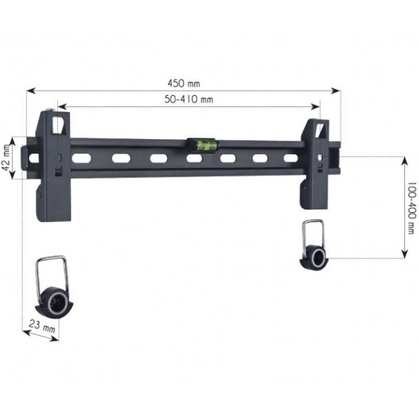Uchwyt do mocowania LCD 23" - 55" - 50 Kg Ścienny Slim Techly - obrazek 2