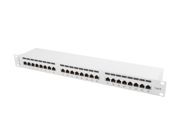 Patchpanel 19" 1U 24 porty kat. 6 ekranowany Szary Lanberg - obrazek 4
