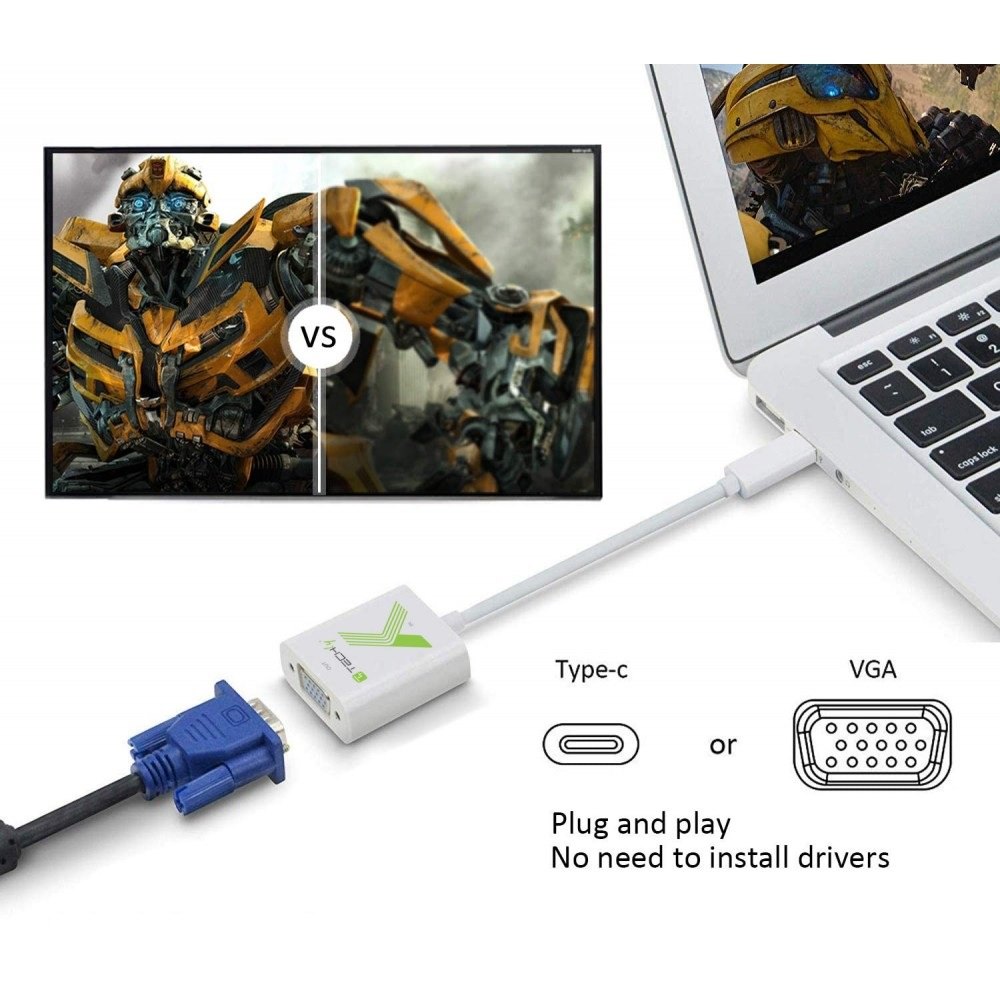 Adapter USB Type-C męski na VGA żeński Techly - obrazek 2