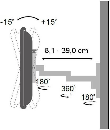 Uchwyt do mocowania LCD 13" - 30" - 15 Kg Ścienny uchylny/obrotowy Techly - obrazek 2