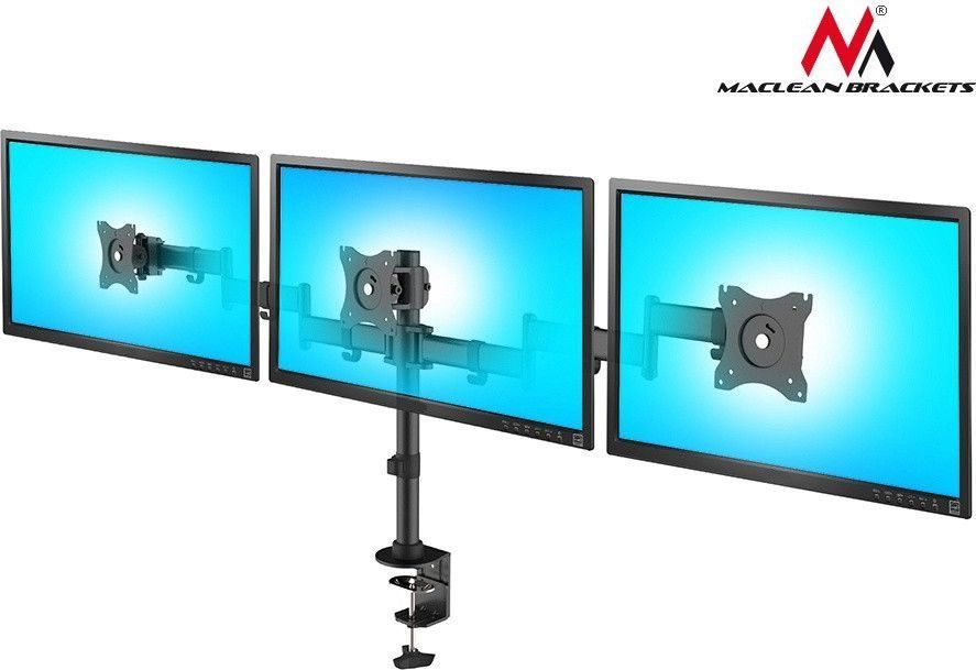Uchwyt do mocowania LCD 13" - 27" - 8 Kg - 3 monitory - Biurkowy; obrotowy; dwuramienny Maclean - obrazek 2