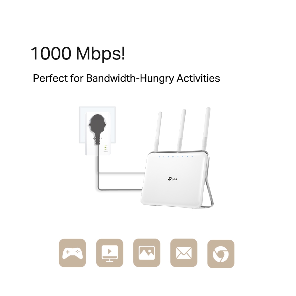 HomePlug TP-Link TL-PA7017P KIT Powerline Adapter PassThrough Gigabit StarterKit AV1000 - obrazek 2