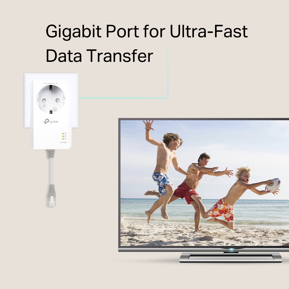 HomePlug TP-Link TL-PA7017P KIT Powerline Adapter PassThrough Gigabit StarterKit AV1000 - obrazek 3