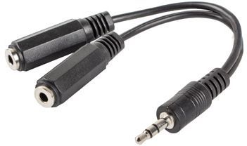 Kabel Audio Mini Jack Stereo męski na 2 x żeński Mini Jack rozgałęźnik 0.1 m Lanberg