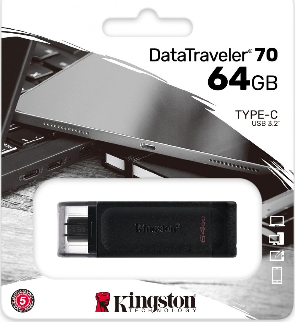Flashdrive 64GB USB 3.2 Type-C Kingston Data Traveler 70 - obrazek 3