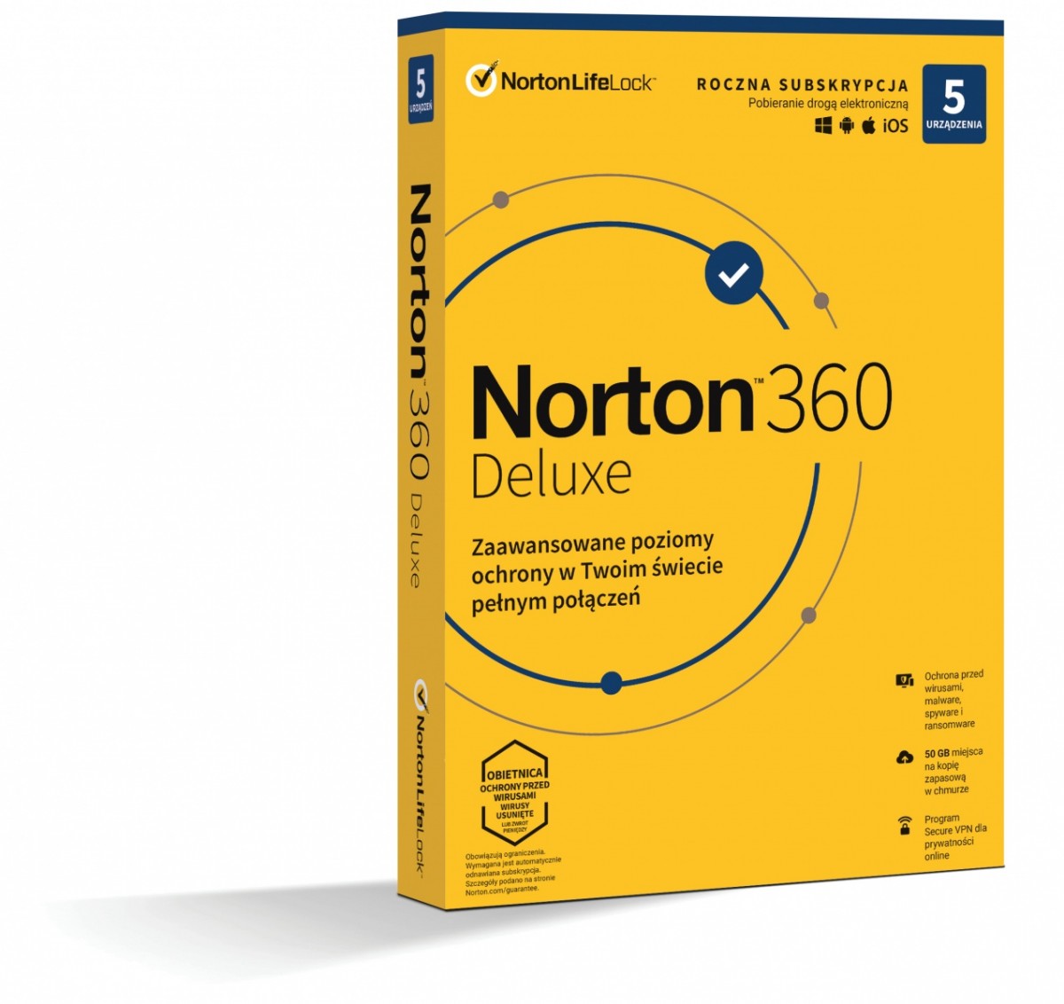 Norton 360 Deluxe 50GB   PL  1 Użytkownik  5 Urządzeń  1 Rok