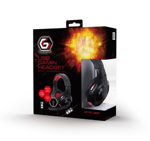 Słuchawki Gembird Gaming 5.1 USB Czarno - czerwone - obrazek 2