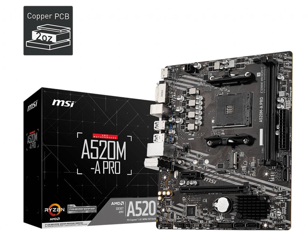 Płyta Socket AM4  MSI A520M-A PRO