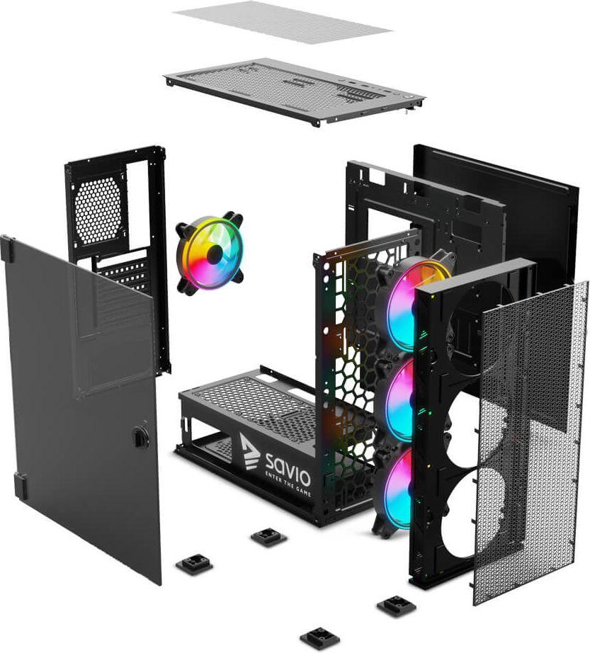 Obudowa Savio Raptor X1 ARGB Mesh/Glass - obrazek 4