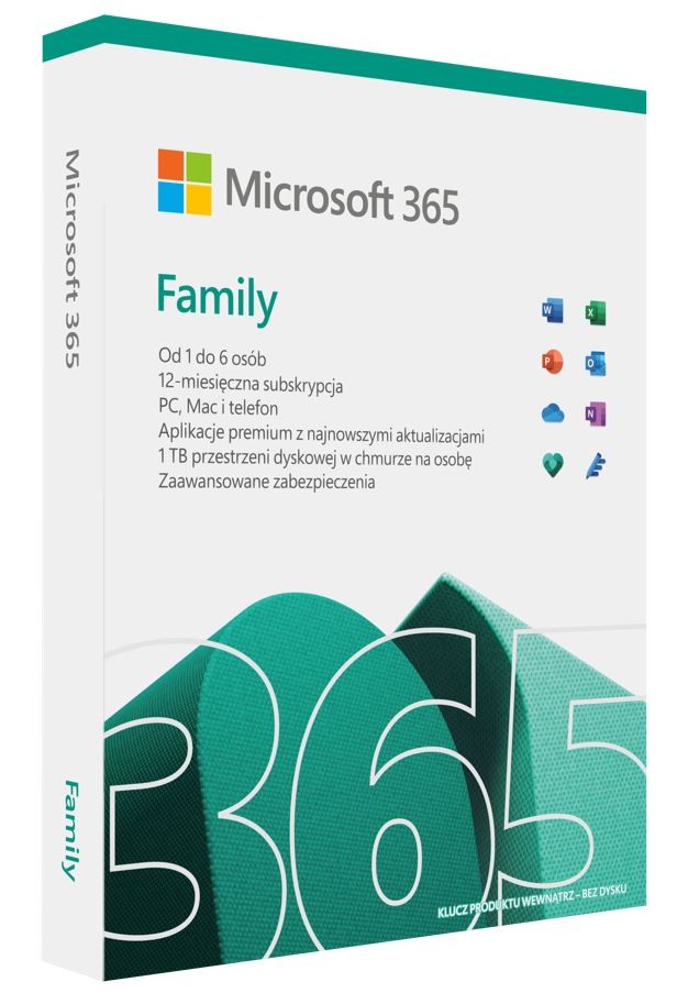 Microsoft Office 365 Family - 6 użytkowników - Roczna subskrypcja