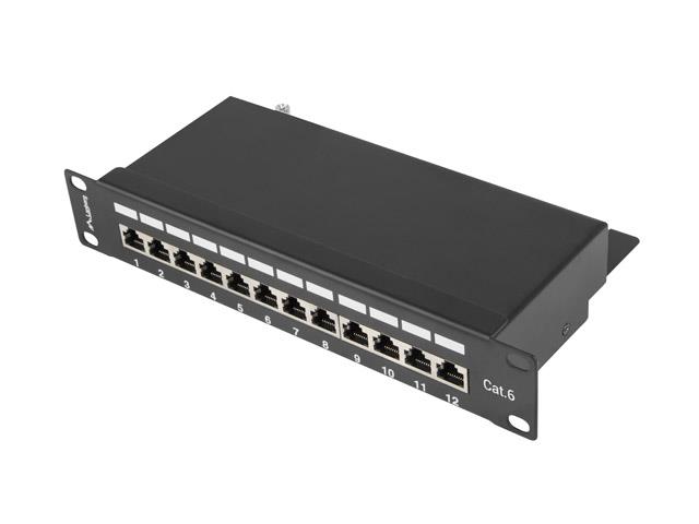 Patchpanel 10" 1U 12 portów kat.6  Czarny  Lanberg