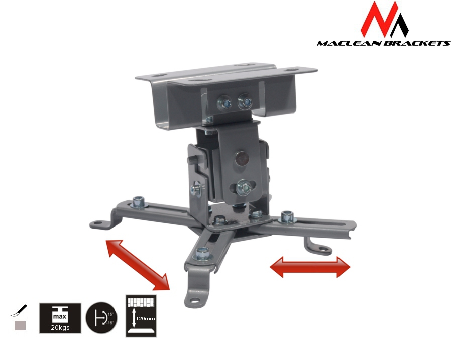 Uchwyt do mocowania projektora sufitowy 120mm 20 kg Maclean Srebrny - obrazek 2