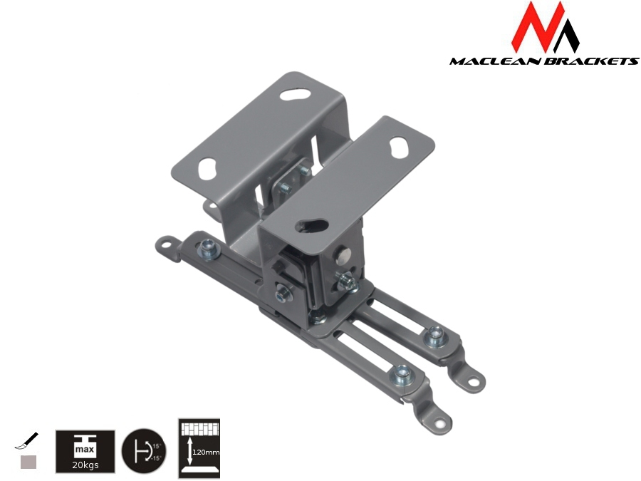 Uchwyt do mocowania projektora sufitowy 120mm 20 kg Maclean Srebrny - obrazek 4
