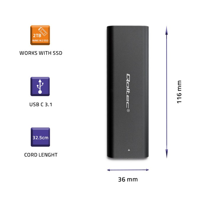 Obudowa do SSD M.2 PCIe/NVMe USB Type-C Qoltec - obrazek 5