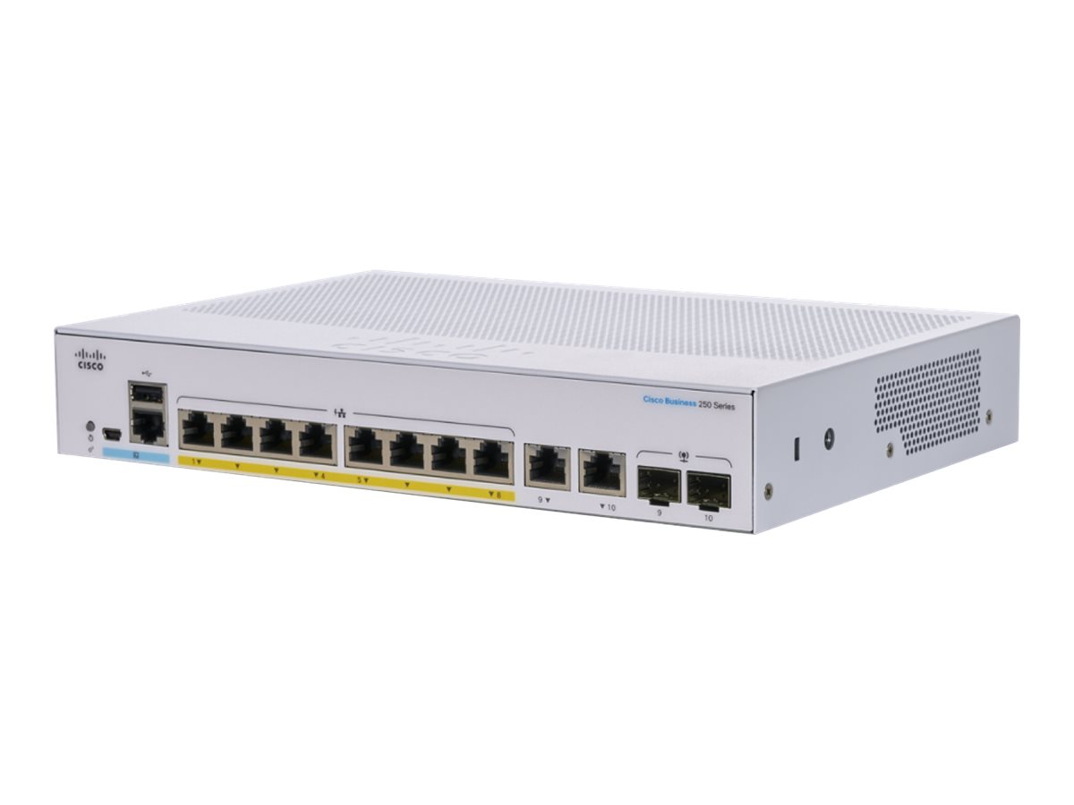 Switch Cisco CBS250-8P-E-2G Smart 8-port Gigabit PoE 2x1G SFP