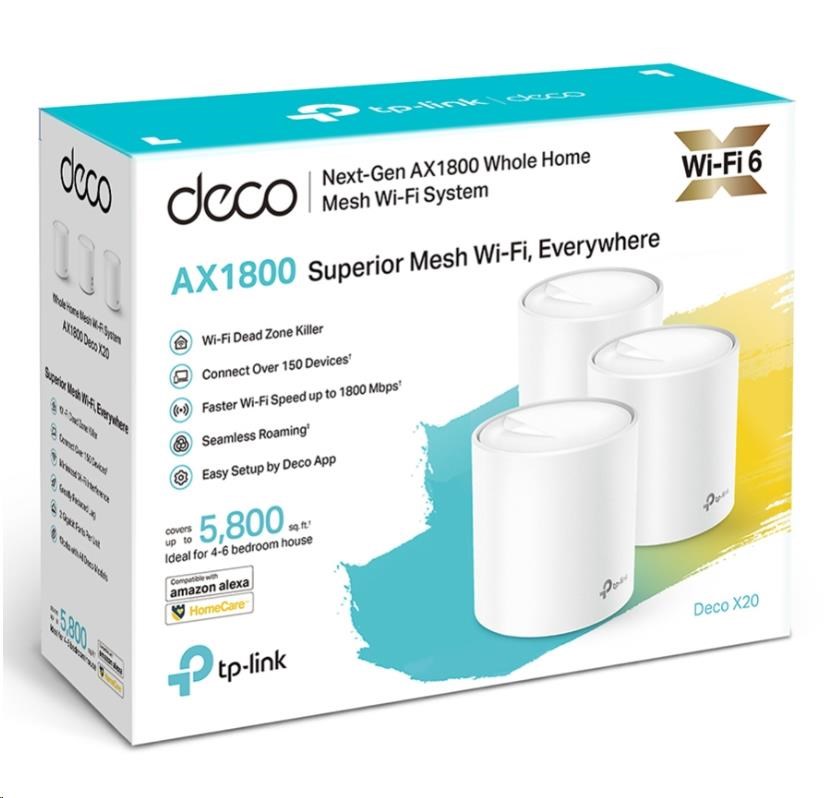 Domowy system Wi-Fi 6 Mesh AX1800 TP-Link Deco X20 3-Pack - obrazek 3