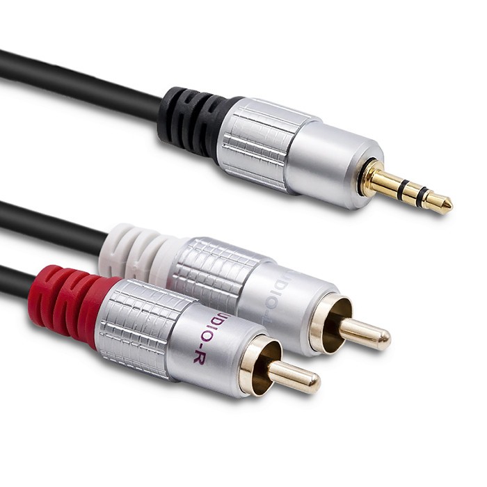 Kabel Audio Mini Jack Stereo na podwójny Cinch (RCA) 3.0m Qoltec