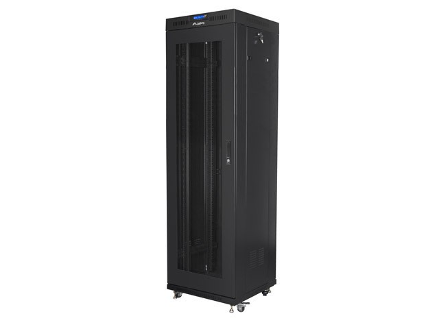 Szafa stojąca rack 19" 42U 600x600mm czarna (drzwi przednie perforowane) LCD  Lanberg