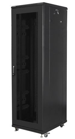 Szafa stojąca rack 19" 42U 600x800mm czarna (drzwi przednie perforowane) Lanberg