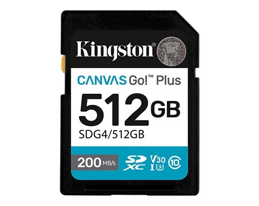 - karta pamieci SD  512GB SDXC  Kingston Canvas Go! Plus 200MB/160MB