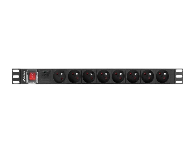 Listwa zasilająca Lanberg Rack 19" 1U 250V/16A 4000W 8 x FR ; wtyk Uni-schuko 2.0 m czarna - obrazek 4