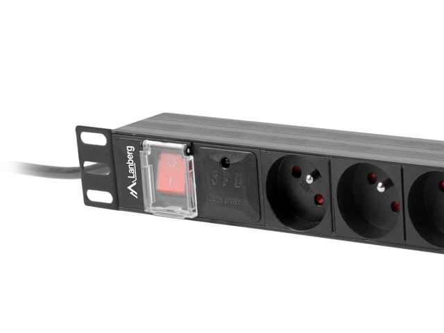 Listwa zasilająca Lanberg Rack 19" 1U 250V/16A 4000W 8 x FR ; wtyk Uni-schuko 2.0 m czarna - obrazek 3