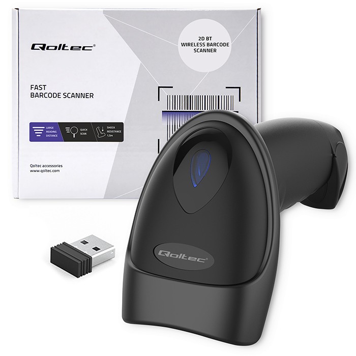 Czytnik kodów kreskowych Qoltec Bezprzewodowy 1D i 2D USB Bluetooth - obrazek 2