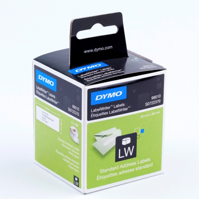 Taśma do drukarki etykiet Dymo LW 89 mm x 28 mm biała taśma/czarny nadruk