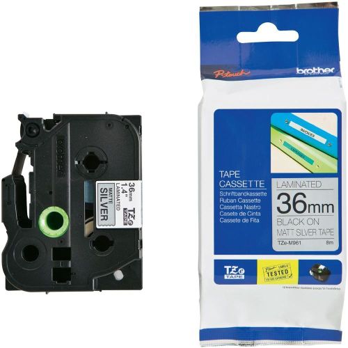 Taśma do drukarki etykiet Brother TZEM961 36mm Czarny na Srebrnym - obrazek 2