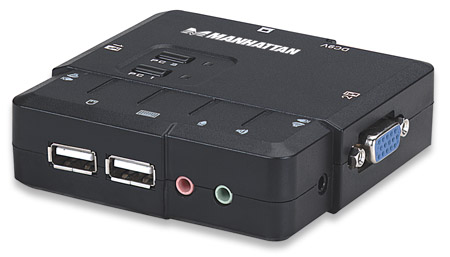 Przełącznik KVM Manhattan 2/1 SVGA; USB; Audio