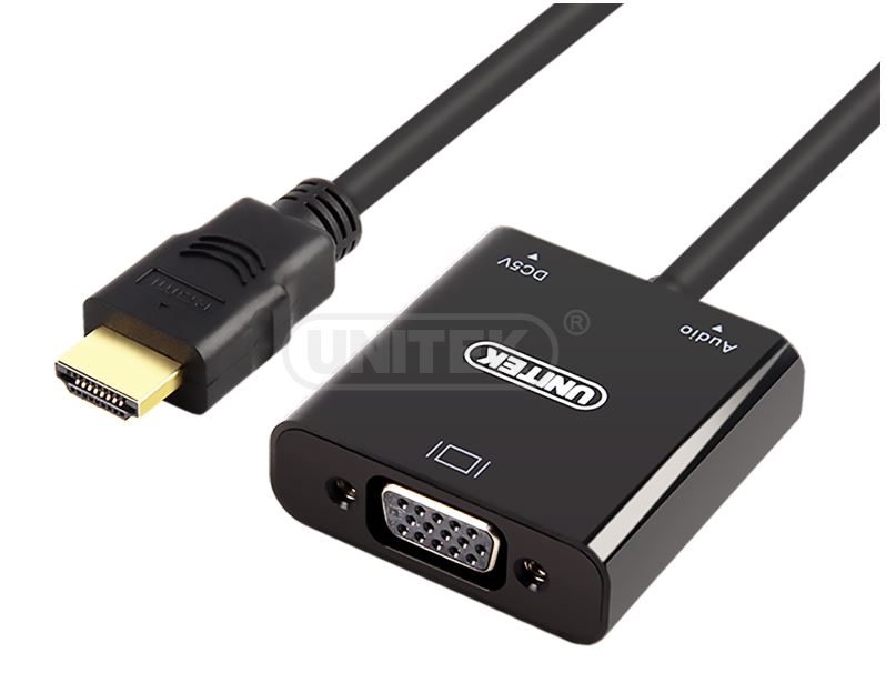 Adapter HDMI męski na VGA żeński + Audio Unitek