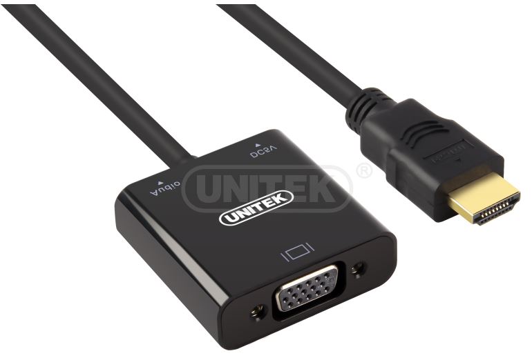 Adapter HDMI męski na VGA żeński + Audio Unitek - obrazek 3