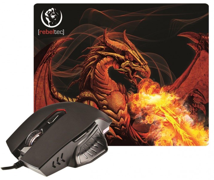 Mysz rebeltec Red Dragon Gamingowa USB + Podkładka