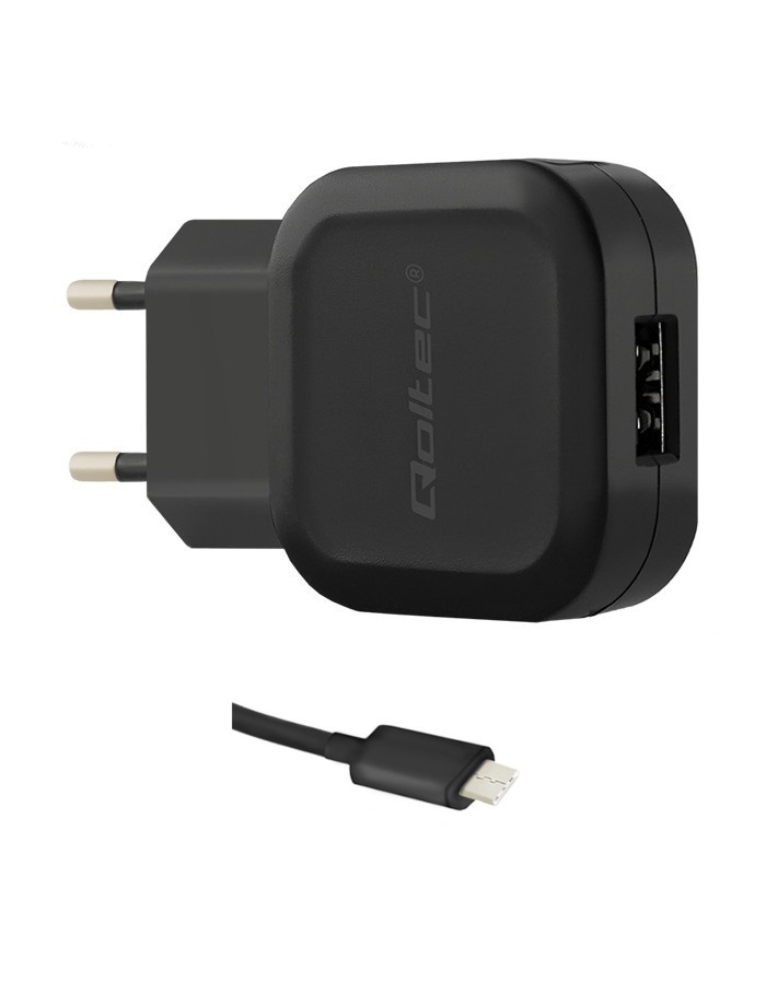 Ładowarka Sieciowa  USB   5V 2.4A + kabel USB Type-C  Qoltec